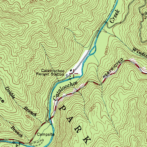 Topographic Map of Cataloochee, NC