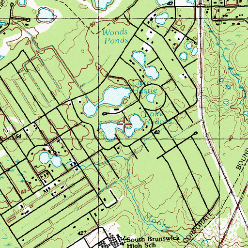Topographic Map of Lake Reaves, NC