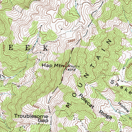 Topographic Map of Hap Mountain, NC