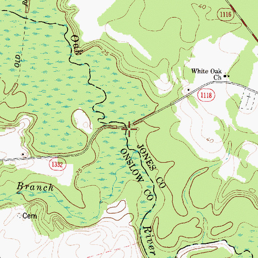 Topographic Map of Gibson Bridge, NC
