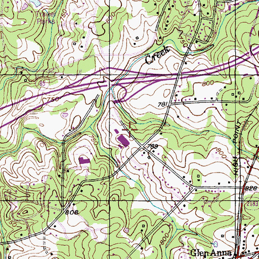 Topographic Map of East Davidson High School, NC