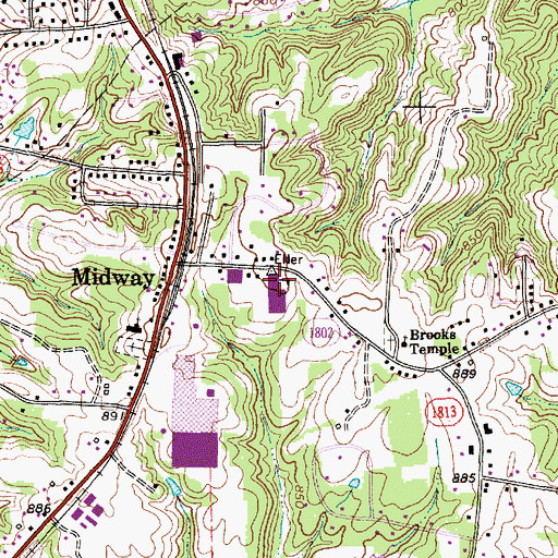 Topographic Map of Midway Elementary School, NC