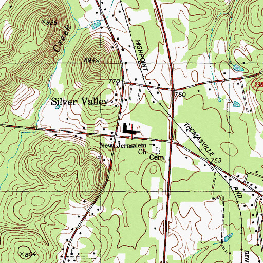 Topographic Map of Silver Valley Elementary School, NC