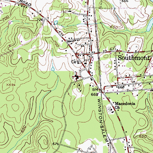 Topographic Map of Southmont Elementary School, NC