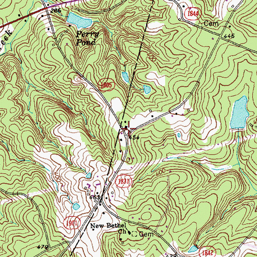 Topographic Map of Rogers Store, NC
