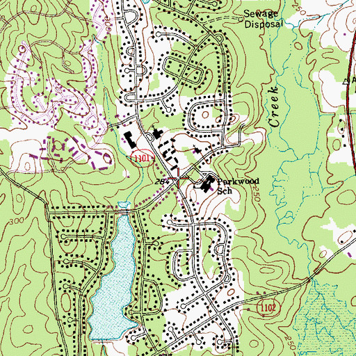 Topographic Map of Parkwood, NC