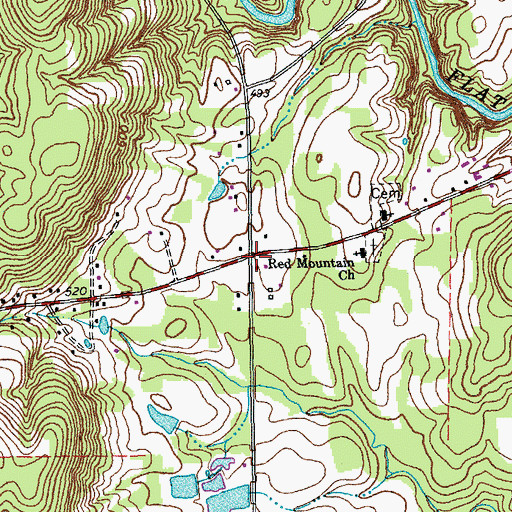 Topographic Map of Red Mountain, NC