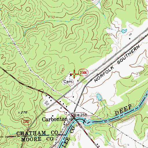 Topographic Map of Carbonton Church, NC