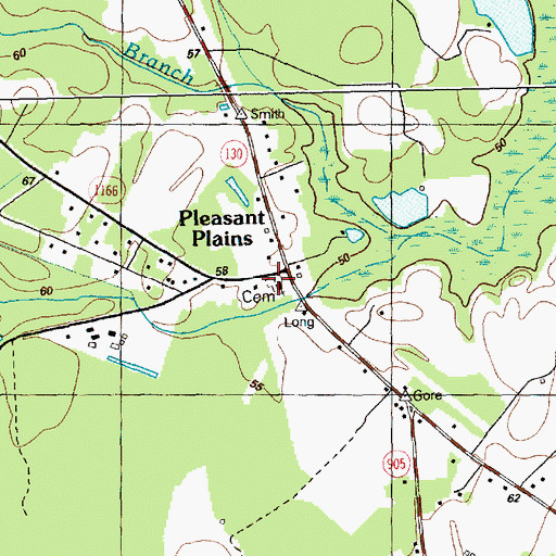 Topographic Map of Pleasant Plains Church, NC