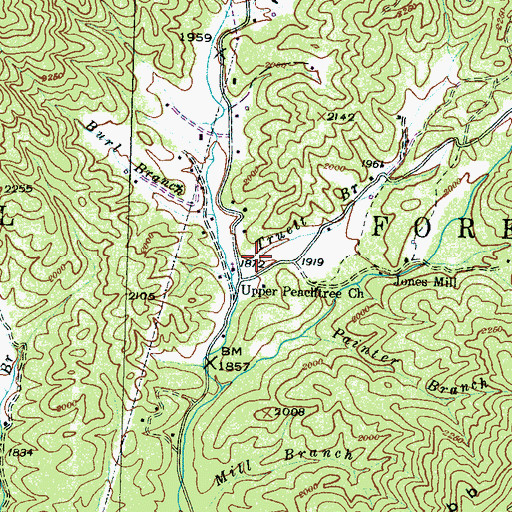 Topographic Map of Upper Peachtree, NC