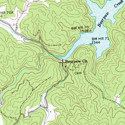 Topographic Map of Bear Paw, NC