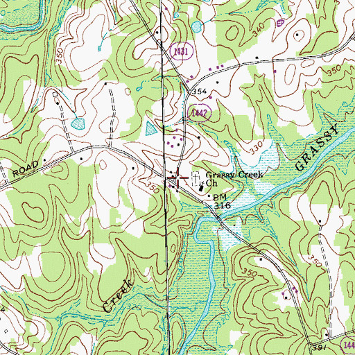 Topographic Map of Grassy Creek, NC