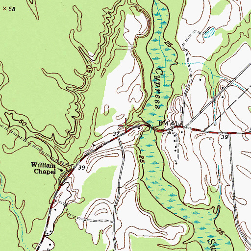 Topographic Map of Shields Commissary, NC