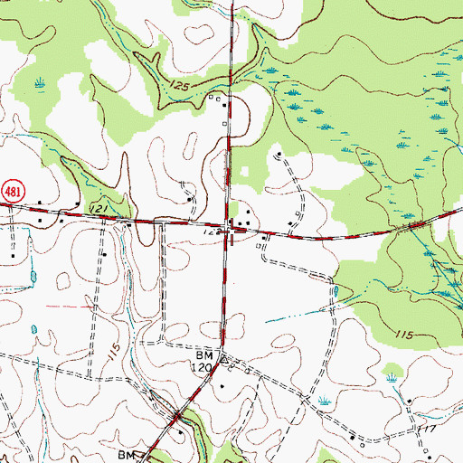 Topographic Map of Wards Crossroads, NC