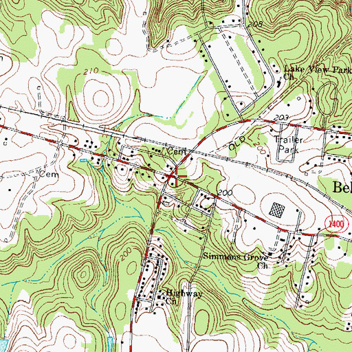 Topographic Map of Bolling, NC