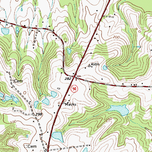 Topographic Map of Macks, NC