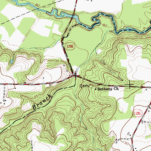 Topographic Map of Cox Mill, NC