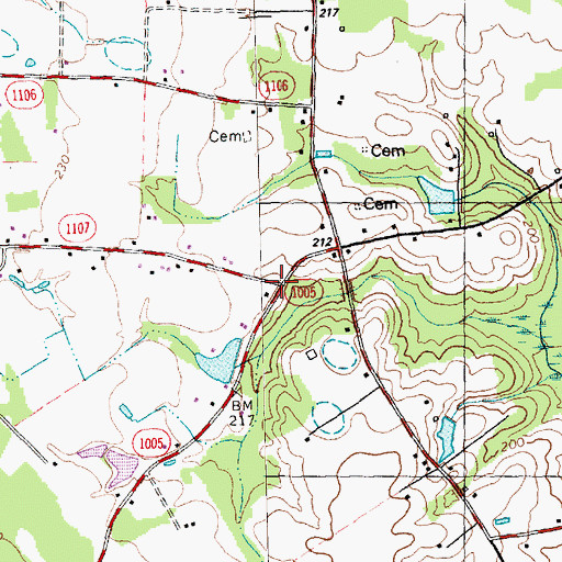Topographic Map of Woods, NC
