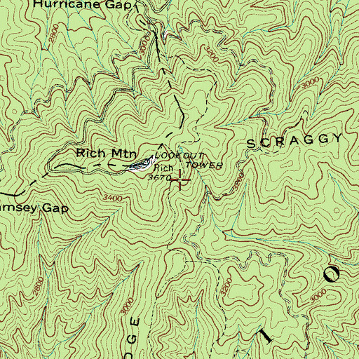 Topographic Map of Rich-Laurel Wildlife Area, NC