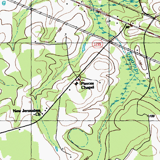 Topographic Map of Porterville School, NC