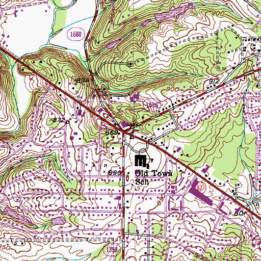 Topographic Map of Old Town, NC