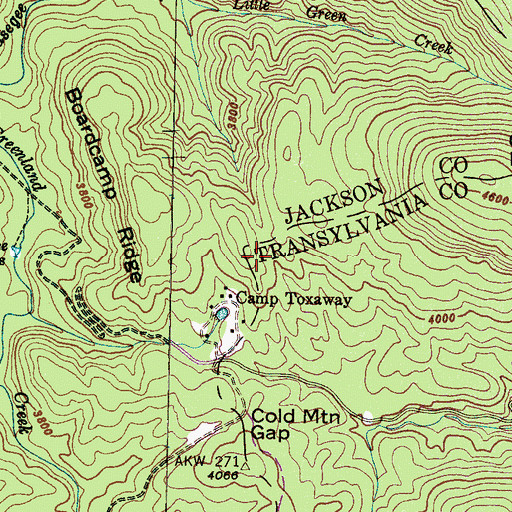 Topographic Map of Canaan, NC