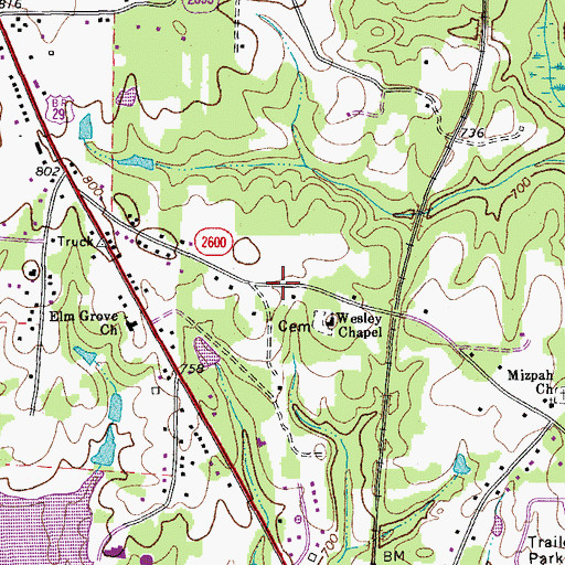 Topographic Map of Foushee, NC