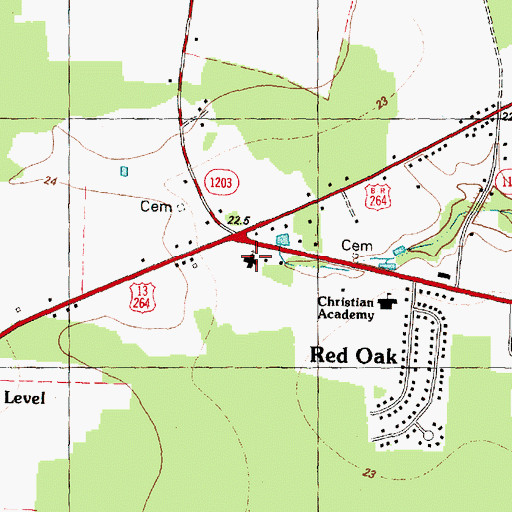 Topographic Map of Red Oak Church, NC