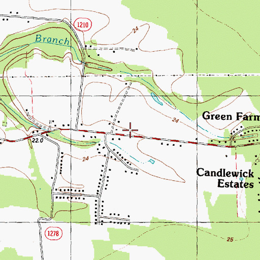 Topographic Map of Batts Court, NC