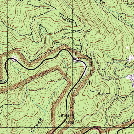 Topographic Map of Woodfin Falls, NC
