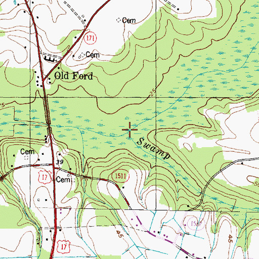 Topographic Map of Big Swamp, NC
