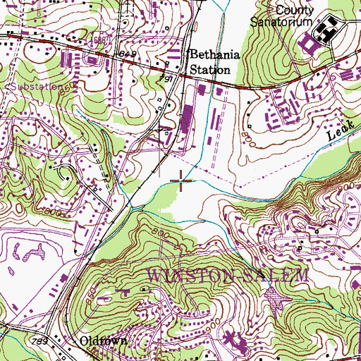 Topographic Map of Leak Fork, NC