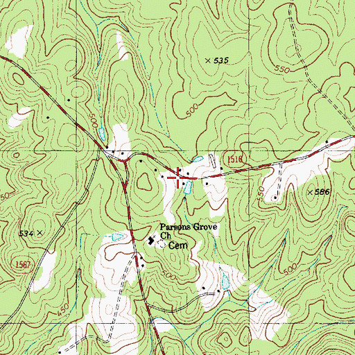 Topographic Map of Parsons Grove Church, NC