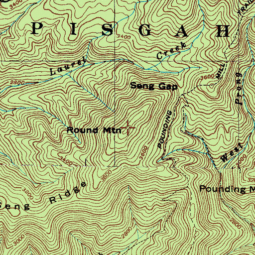 Topographic Map of Round Mountain, NC