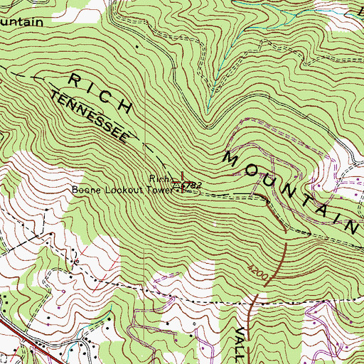 Topographic Map of Boone Lookout Tower, NC