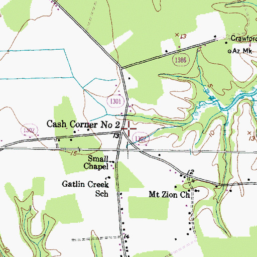 Topographic Map of Cash Corner Number 2, NC