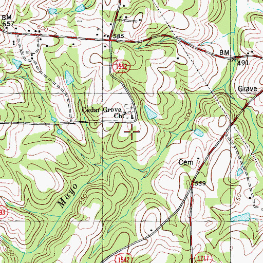 Topographic Map of Cedar Grove School Number 1, NC