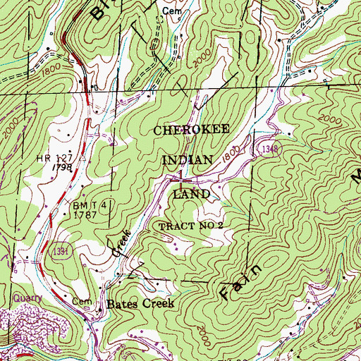 Topographic Map of Cherokee Indian Land Tract Number 2, NC