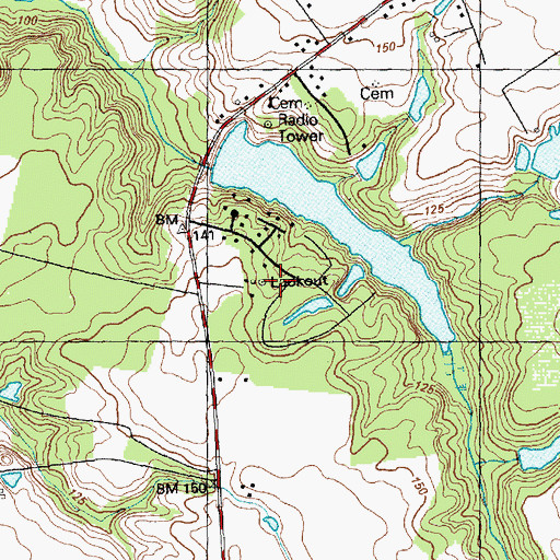 Topographic Map of Clinton Lookout Tower, NC