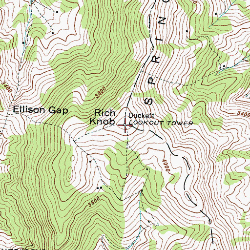 Topographic Map of Duckett Lookout Tower, NC