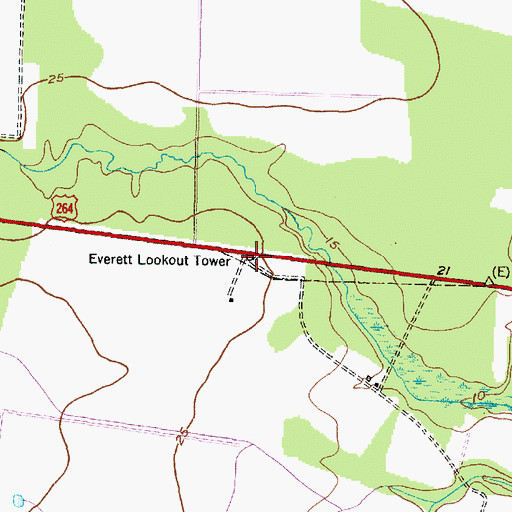 Topographic Map of Everett Lookout Tower, NC