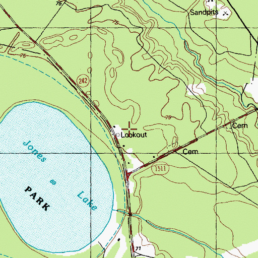 Topographic Map of Jones Lake Lookout Tower, NC