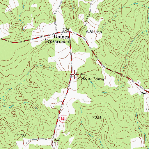 Topographic Map of Liles Lookout Tower, NC