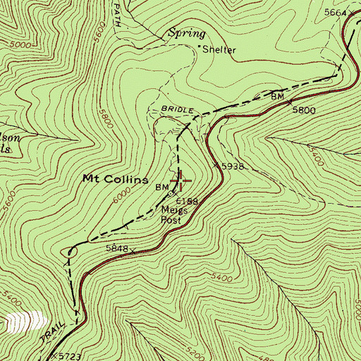 Topographic Map of Mount Collins, NC