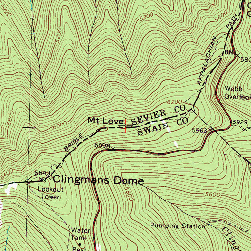 Topographic Map of Mount Love, TN