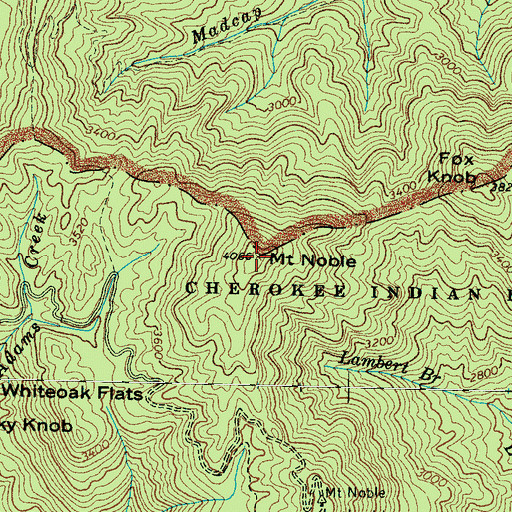 Topographic Map of Mount Noble, NC