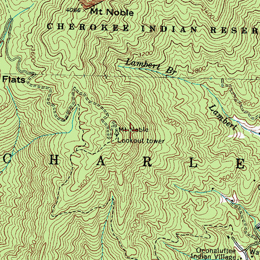 Topographic Map of Mount Noble Lookout Tower, NC