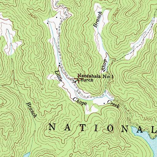 Topographic Map of Nantahala Number 1 Church, NC