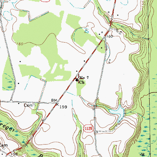 Topographic Map of Number 7 Church, NC