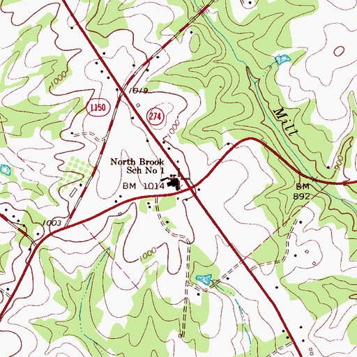 Topographic Map of North Brook School Number 1, NC